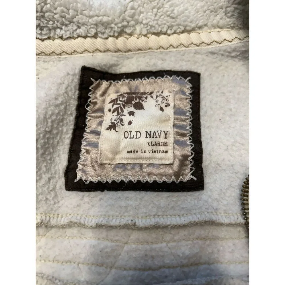 Old Navy Girls Hooded fleece lined Jacket zip toggle buttons size X-Large